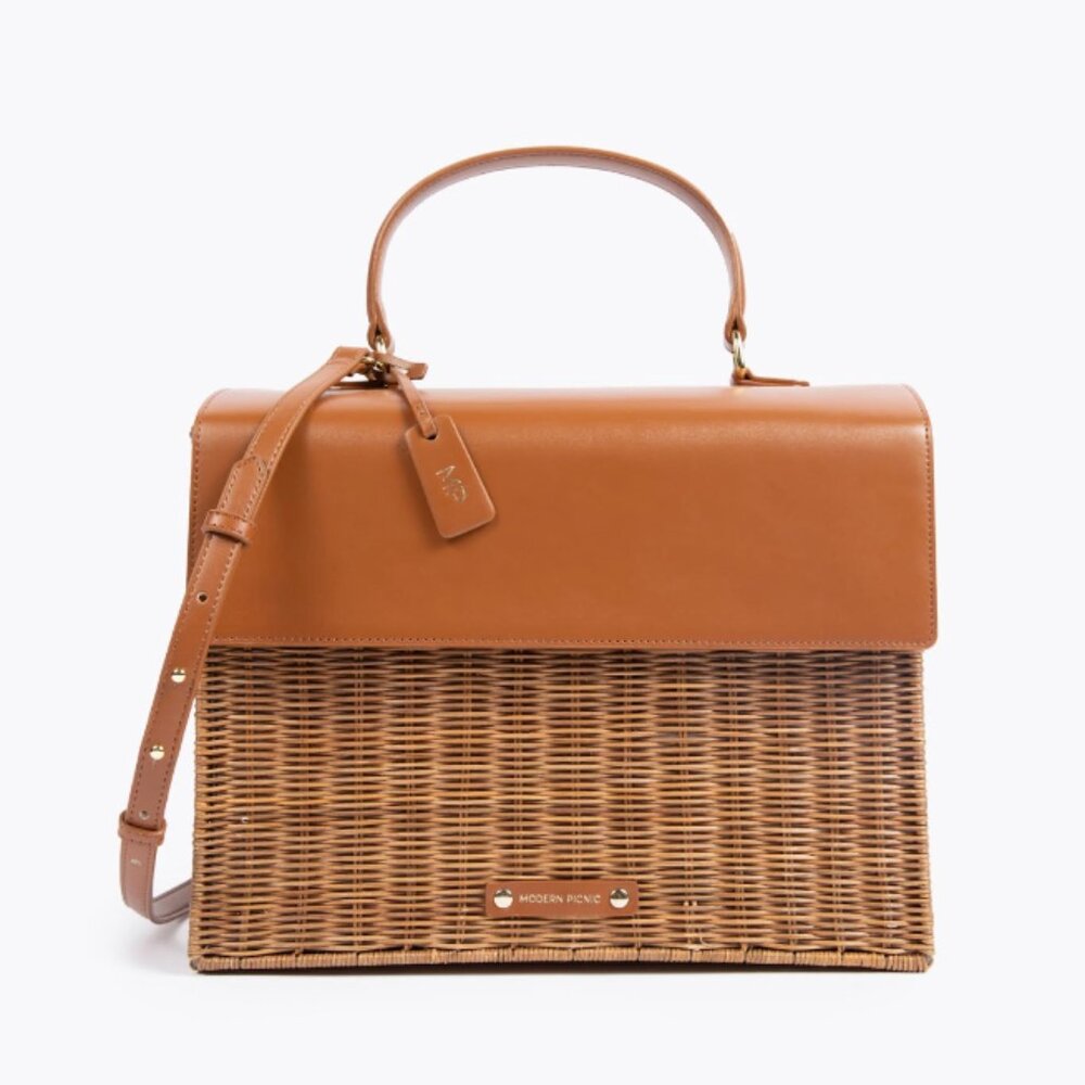 NWT Modern Picnic Wicker Bag - Chestnut